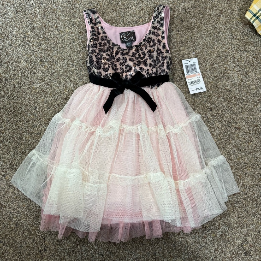 Pink and Leopard sequence and Tulle Dress
